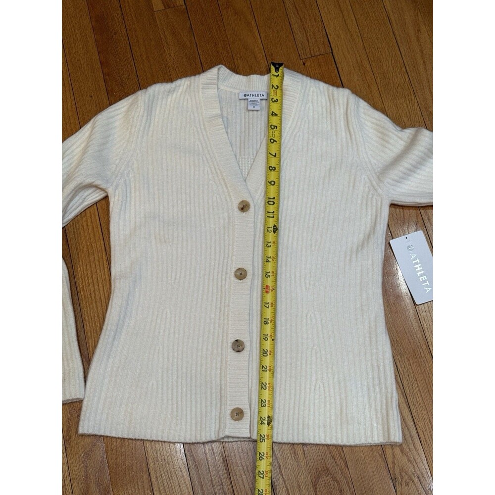 Athleta Womens Layover Cardigan Size M Wool Blend Cream V Neck Cream NEW W TAG - Picture 8 of 16